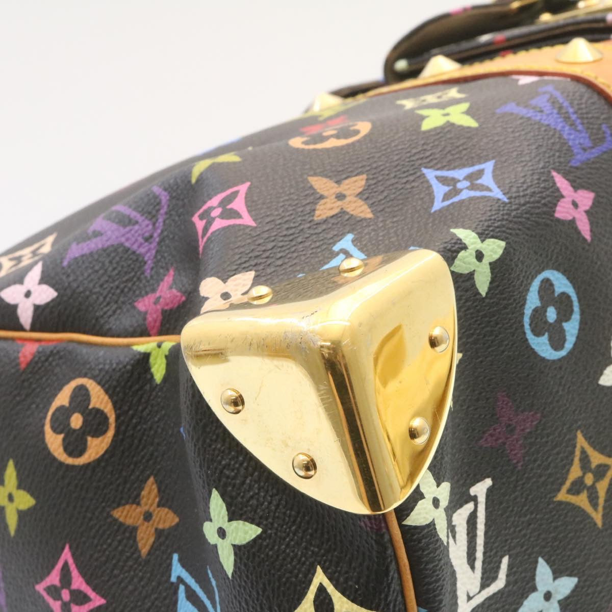 LOUIS VUITTON Monogram Multicolor Keepall 45 Boston Bag Black M92640 Auth 28150A