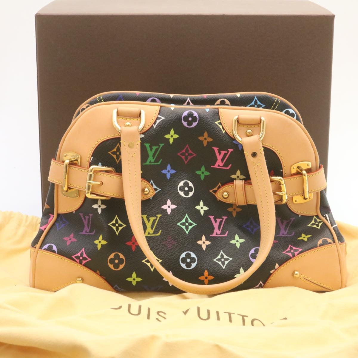 LOUIS VUITTON Monogram Multicolor Claudia Hand Bag Black M40194 LV Auth 28182A