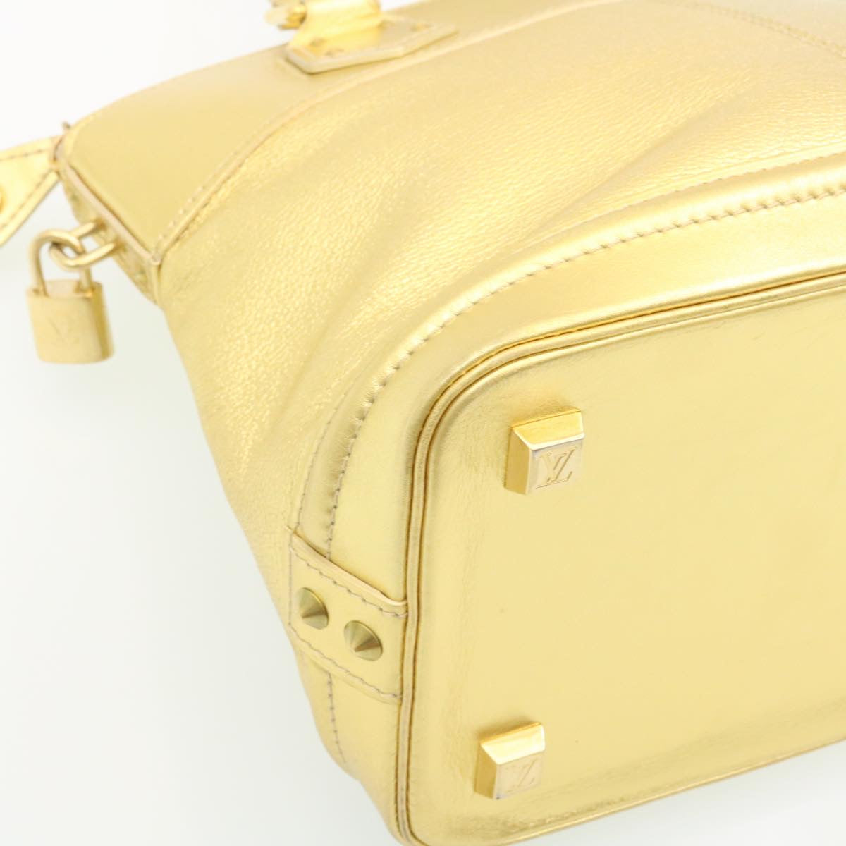 LOUIS VUITTON Suhari Lockit PM Hand Bag Leather Gold M91889 LV Auth 28662SM