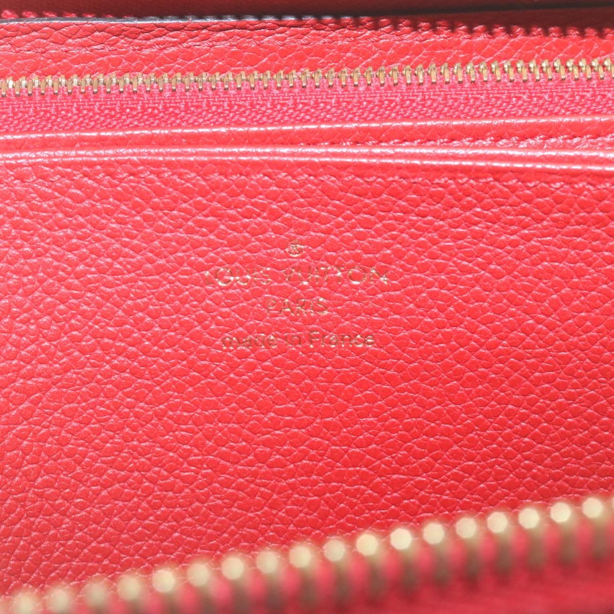 LOUIS VUITTON Monogram Empreinte Zippy Wallet Red M61865 LV Auth 28803