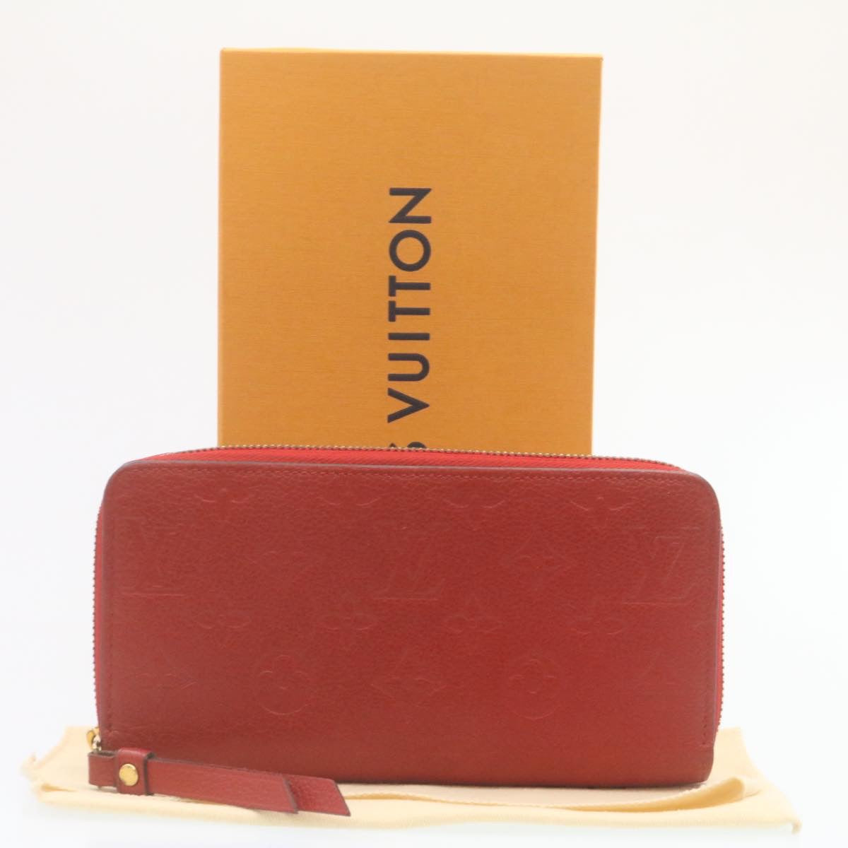 LOUIS VUITTON Monogram Empreinte Zippy Wallet Red M61865 LV Auth 28803