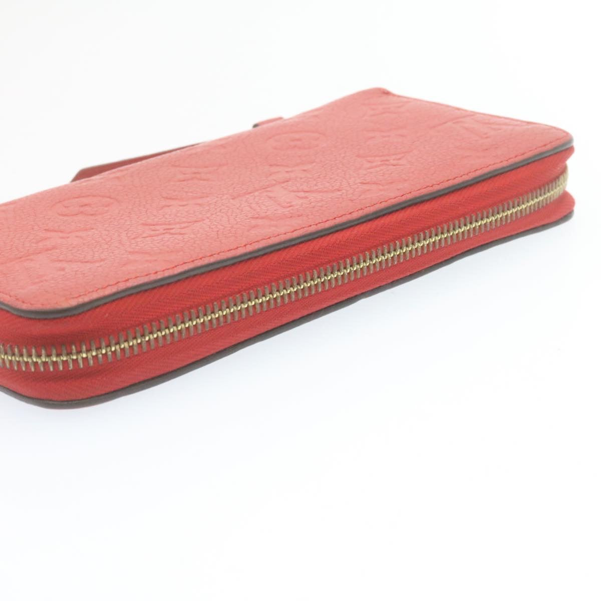 LOUIS VUITTON Monogram Empreinte Zippy Wallet Red M61865 LV Auth 28803