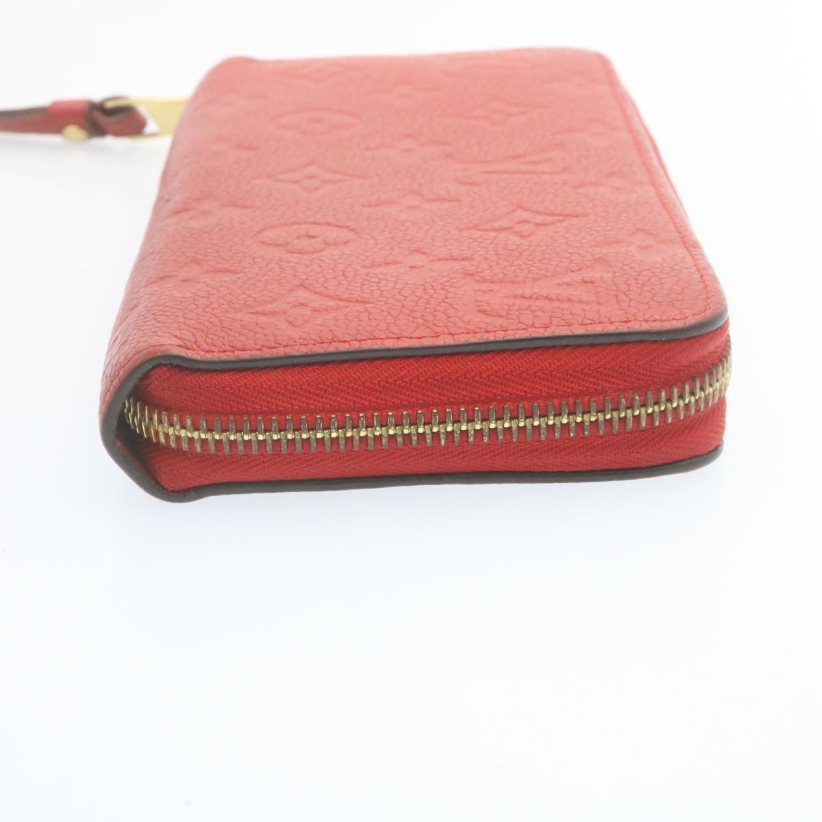 LOUIS VUITTON Monogram Empreinte Zippy Wallet Red M61865 LV Auth 28803