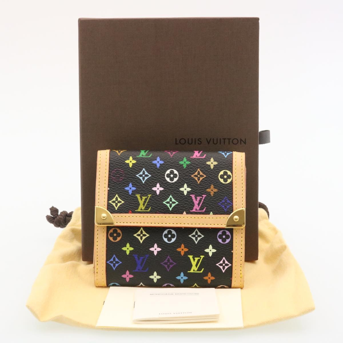 LOUIS VUITTON Multicolor PorteMonnaie Billets Cartes Crdit Wallet Auth 28982