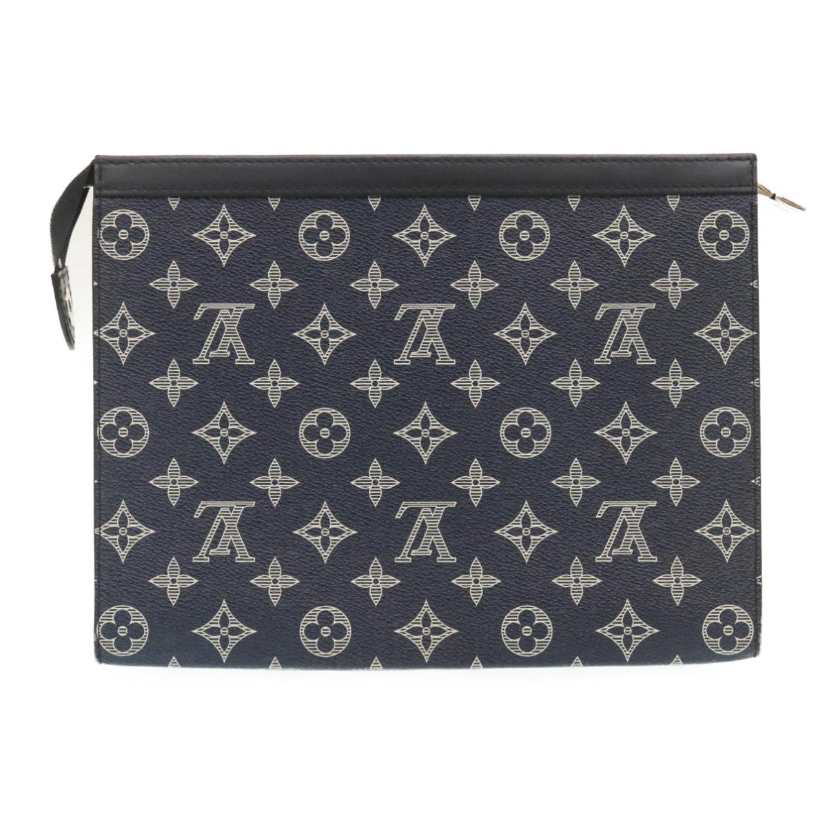 LOUIS VUITTON Monogram Savanna Pochette Voyage ClutchBag Navy M66639 Auth 29183SM