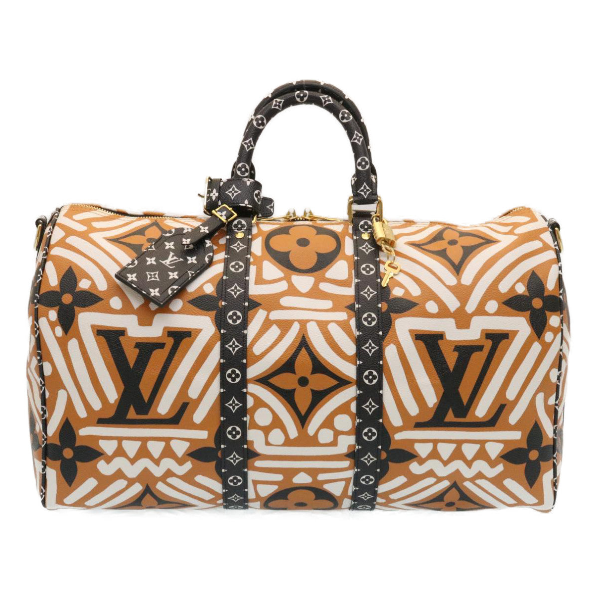 LOUIS VUITTON LV Crafty Keepall Bandouliere 45 Boston Caramel M45473 Auth 29194S