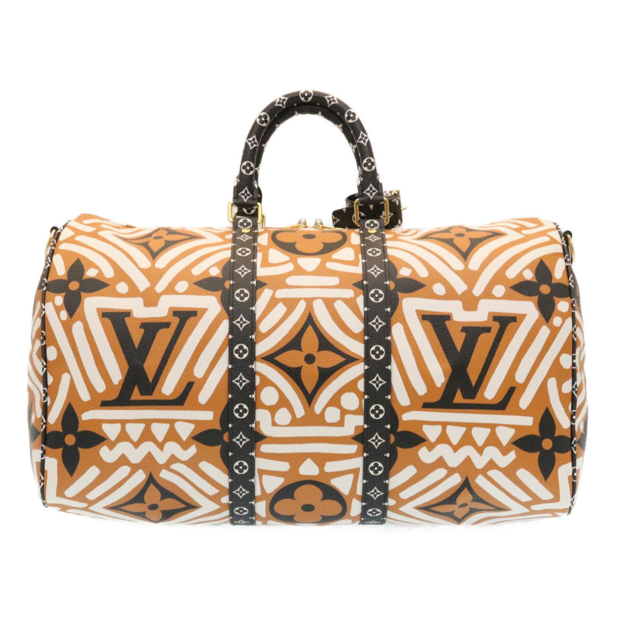 LOUIS VUITTON LV Crafty Keepall Bandouliere 45 Boston Caramel M45473 Auth 29194S