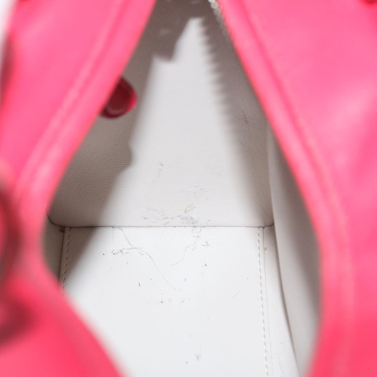 Christian Dior Lady Cannage Medium Hand Bag Lamb Skin Red White Auth 29502SAV
