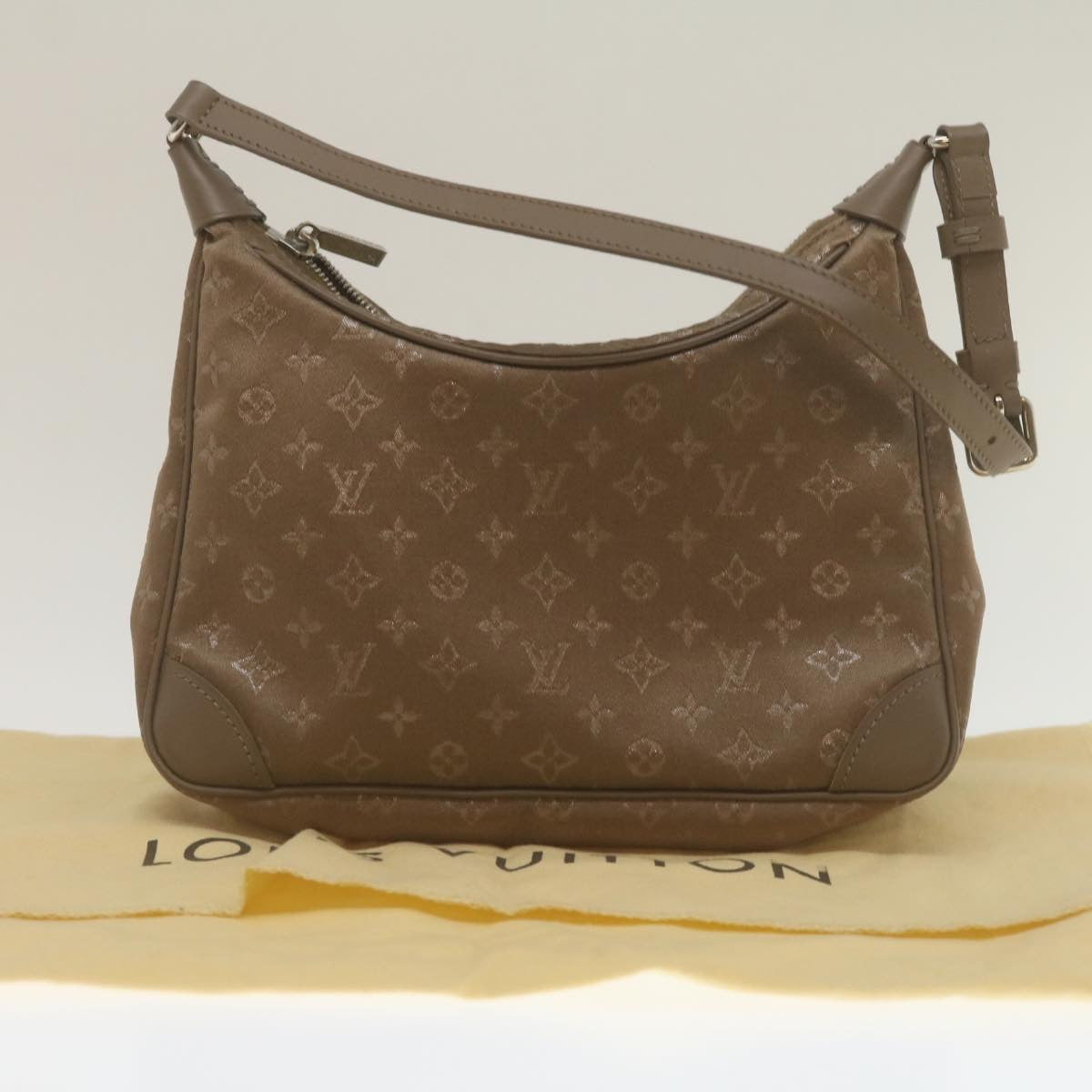 LOUIS VUITTON Monogram Satin Little Boulogne Shoulder Bag Beige M92143 LV 29513A