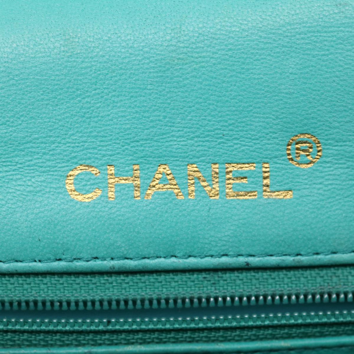 CHANEL Mini Matelasse 17 Flap Chain Bag Lamb Skin Light Blue CC Auth 29527A