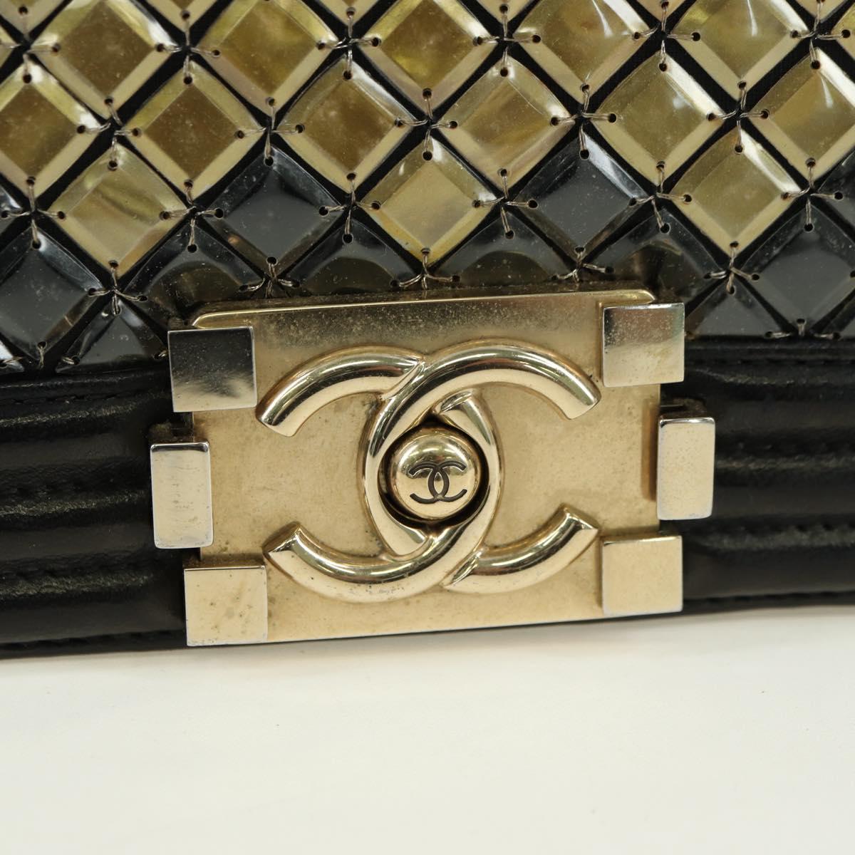 CHANEL Chain Boy Chanel Shoulder Bag Tile Black Multicolor CC Auth 29551A