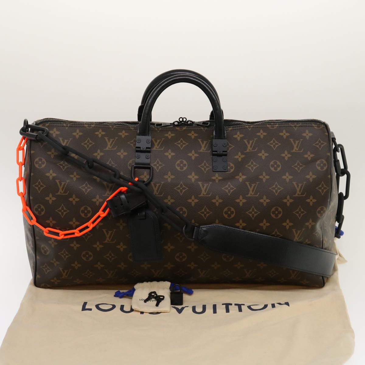 LOUIS VUITTON Monogram Virgil Abloh Keepall Band 50 BostonBag M44471 Auth 29582A