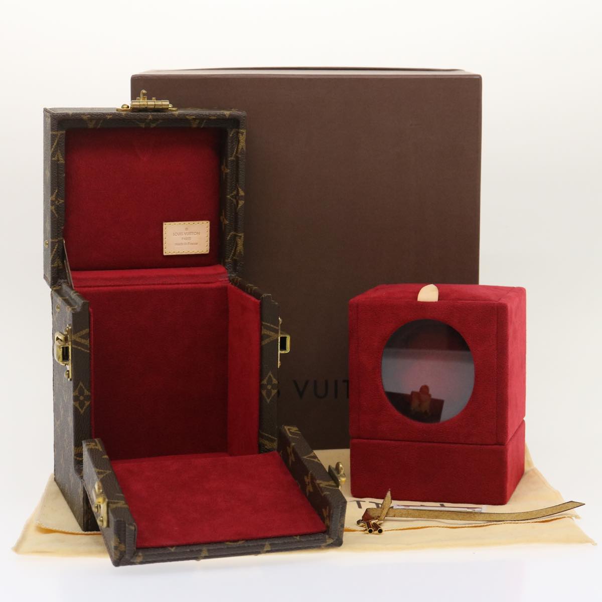 LOUIS VUITTON Monogram Coffret Winding Machine Accessory Case M48126 Auth 29828SM