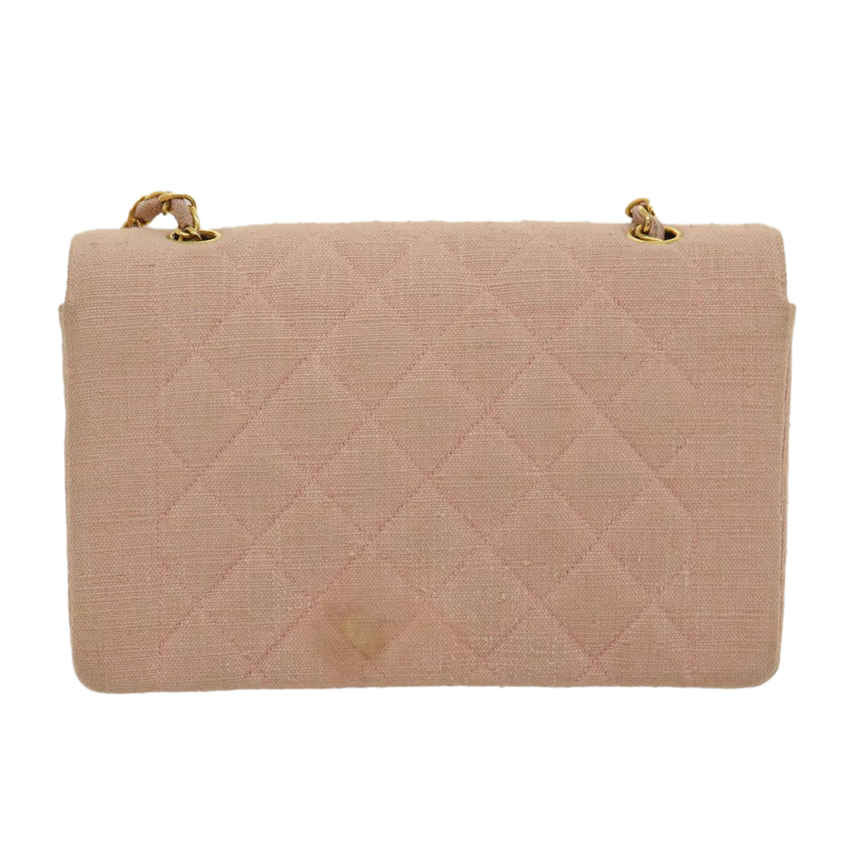 CHANEL Matelasse Turn Lock Chain Diana Shoulder Bag Canvas Pink CC Auth 29889AV