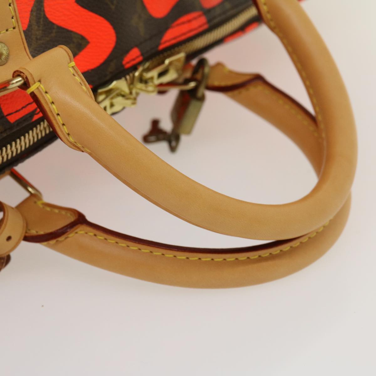 LOUIS VUITTON Monogram Graffiti Keepall 50 Boston Bag Orange M93699 Auth 29908SV