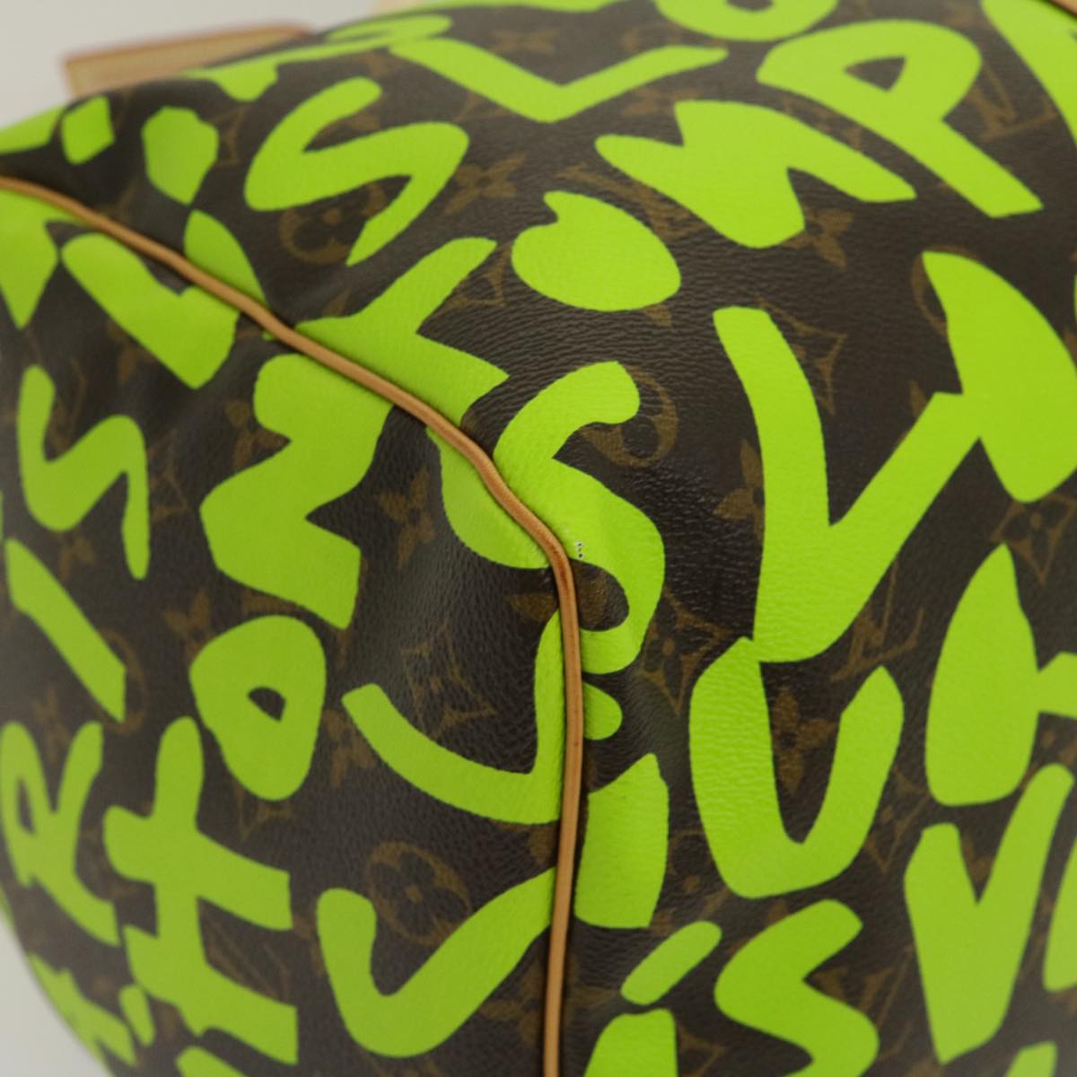 LOUIS VUITTON Monogram graffiti Keepall 50 Boston Bag Vert M93700 Auth 29946SV