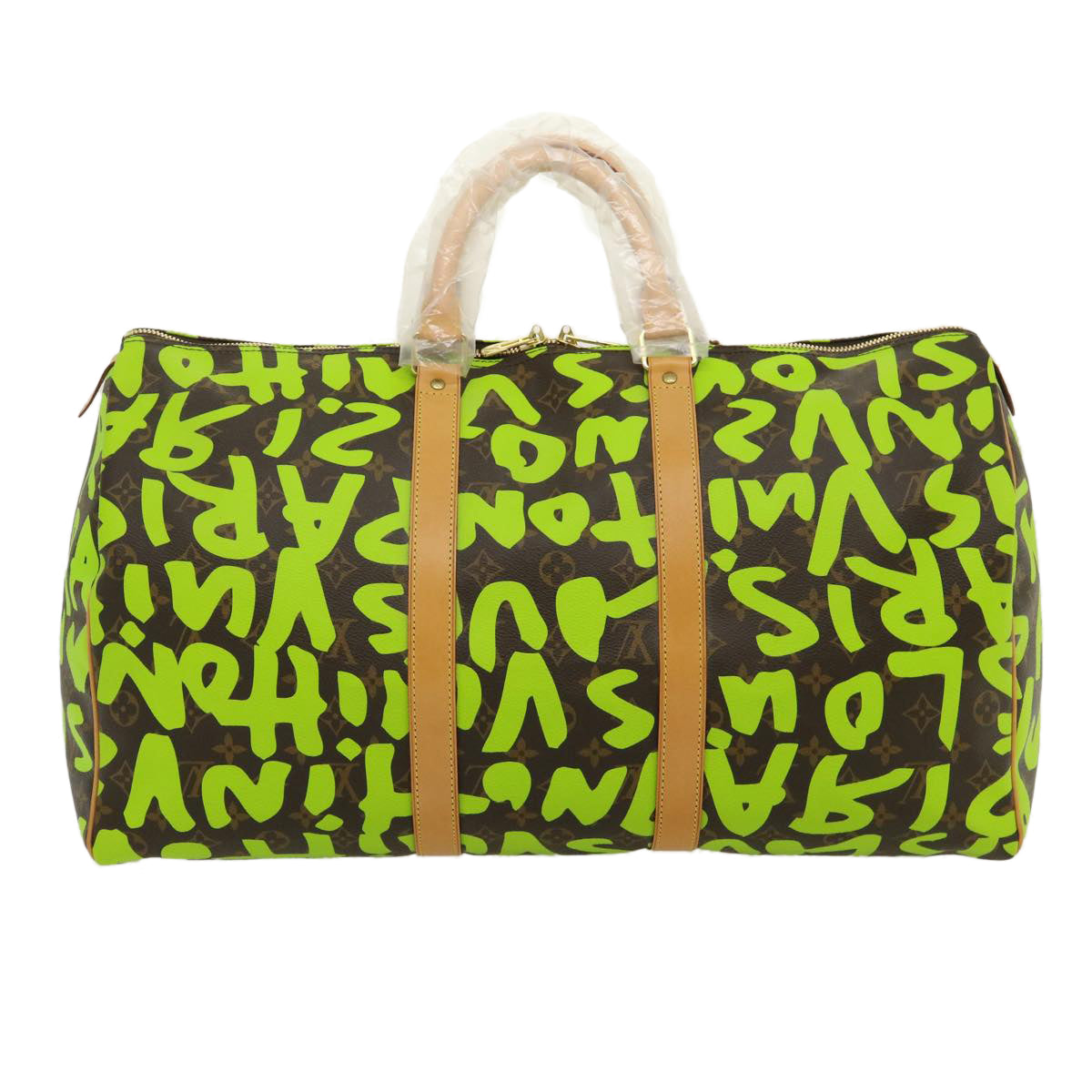 LOUIS VUITTON Monogram graffiti Keepall 50 Boston Bag Vert M93700 Auth 29946SV