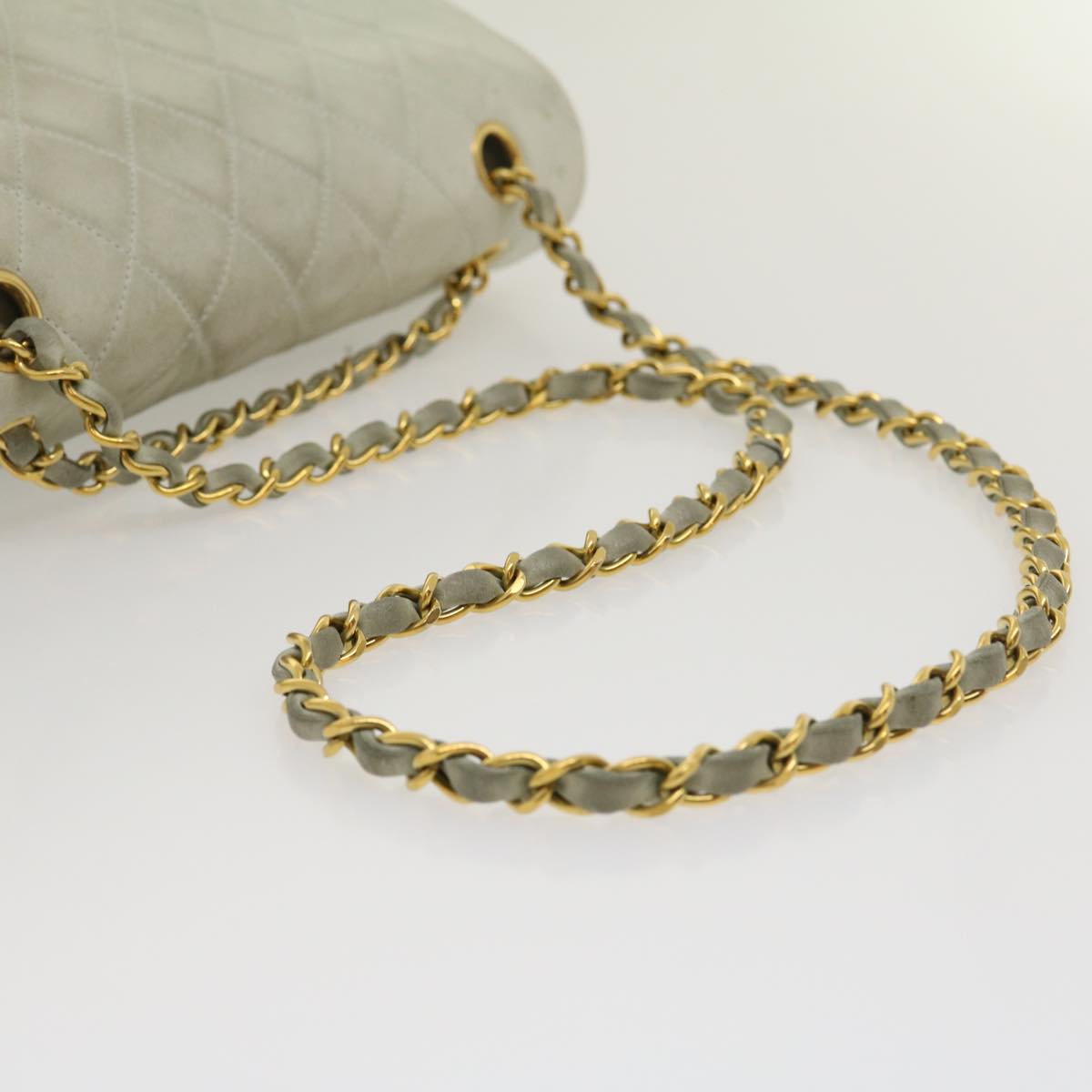 CHANEL Classic Matelasse 25 Double Chain Flap Shoulder Bag Lamb Skin Auth 29961V