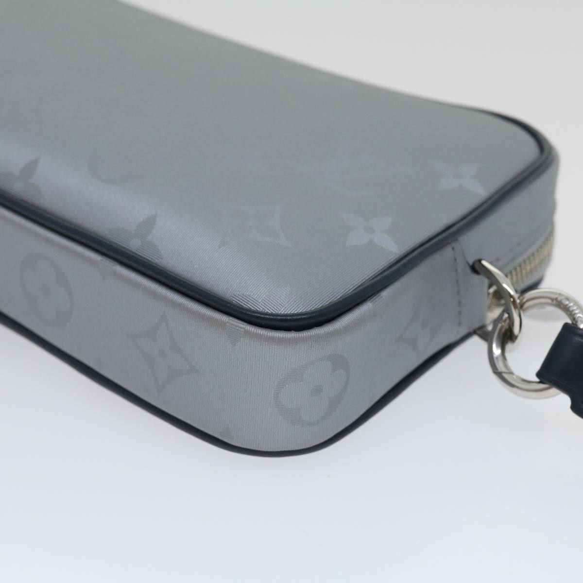 LOUIS VUITTON Monogram satellite alpha Clutch Bag Silver M44171 LV Auth 29977SAV