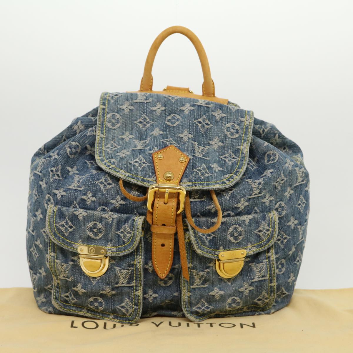 LOUIS VUITTON Monogram Denim Sac A Dos GM Backpack Blue M95056 LV Auth 30454A