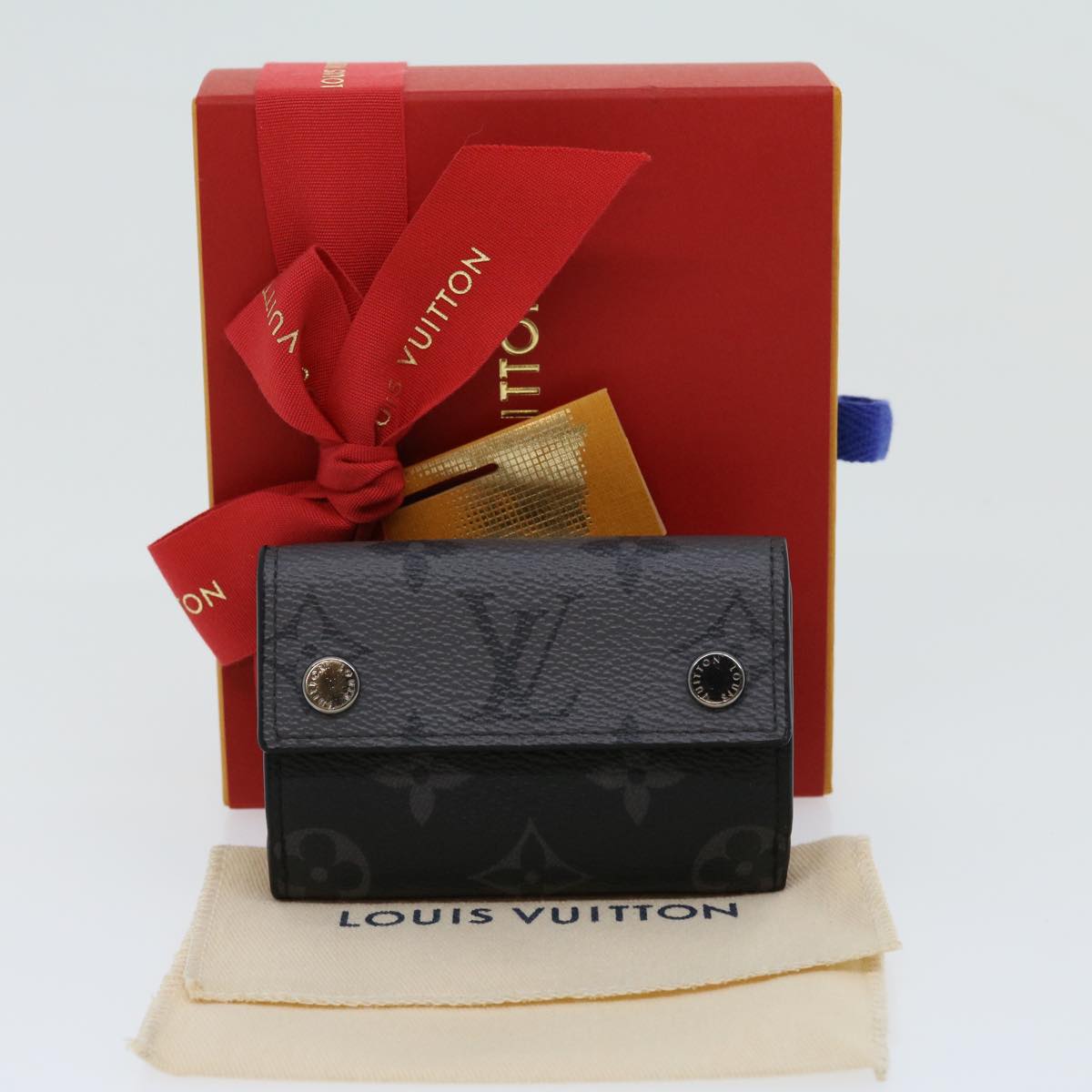 LOUISVUITTON Monogram Eclipse Reverse DiscoveryCompact Wallet M45417 Auth 30461A