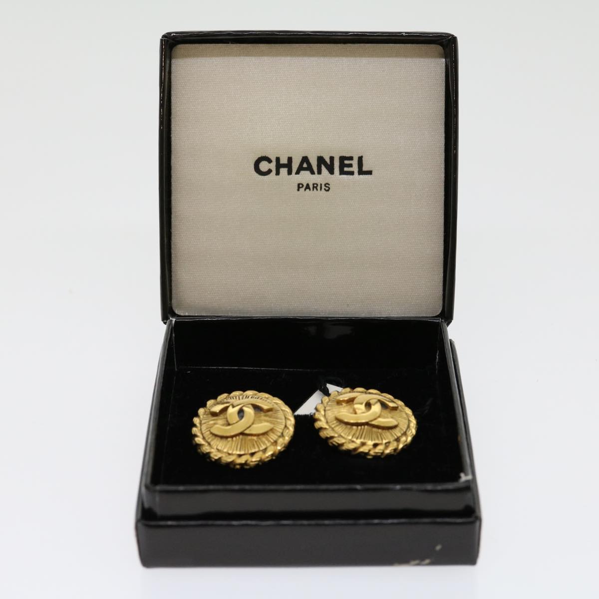 CHANEL COCO Mark Earring metal Gold CC Auth 30468A