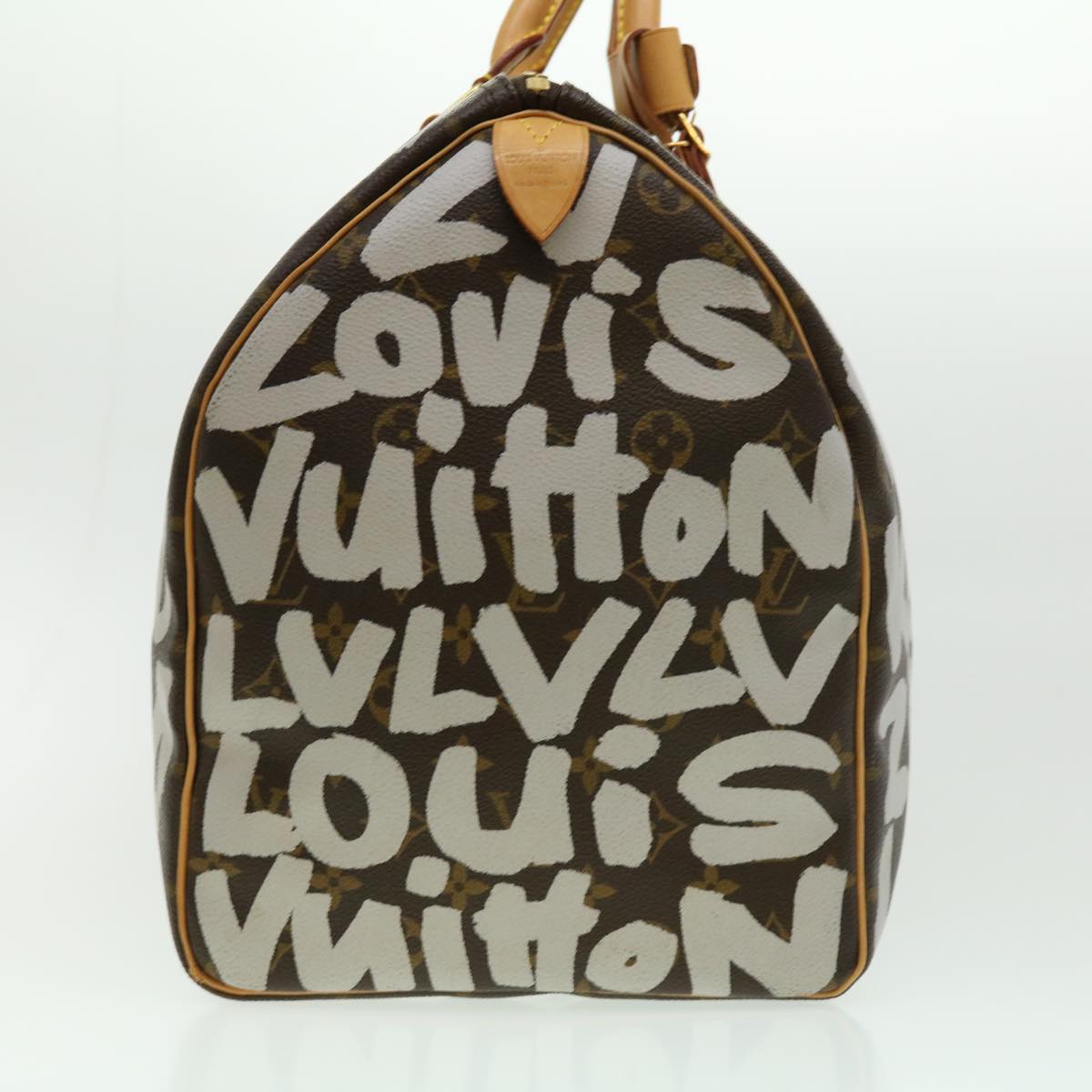 LOUIS VUITTON Monogram Graffiti Keepall 50 Boston Bag White M92197 Auth 30516S