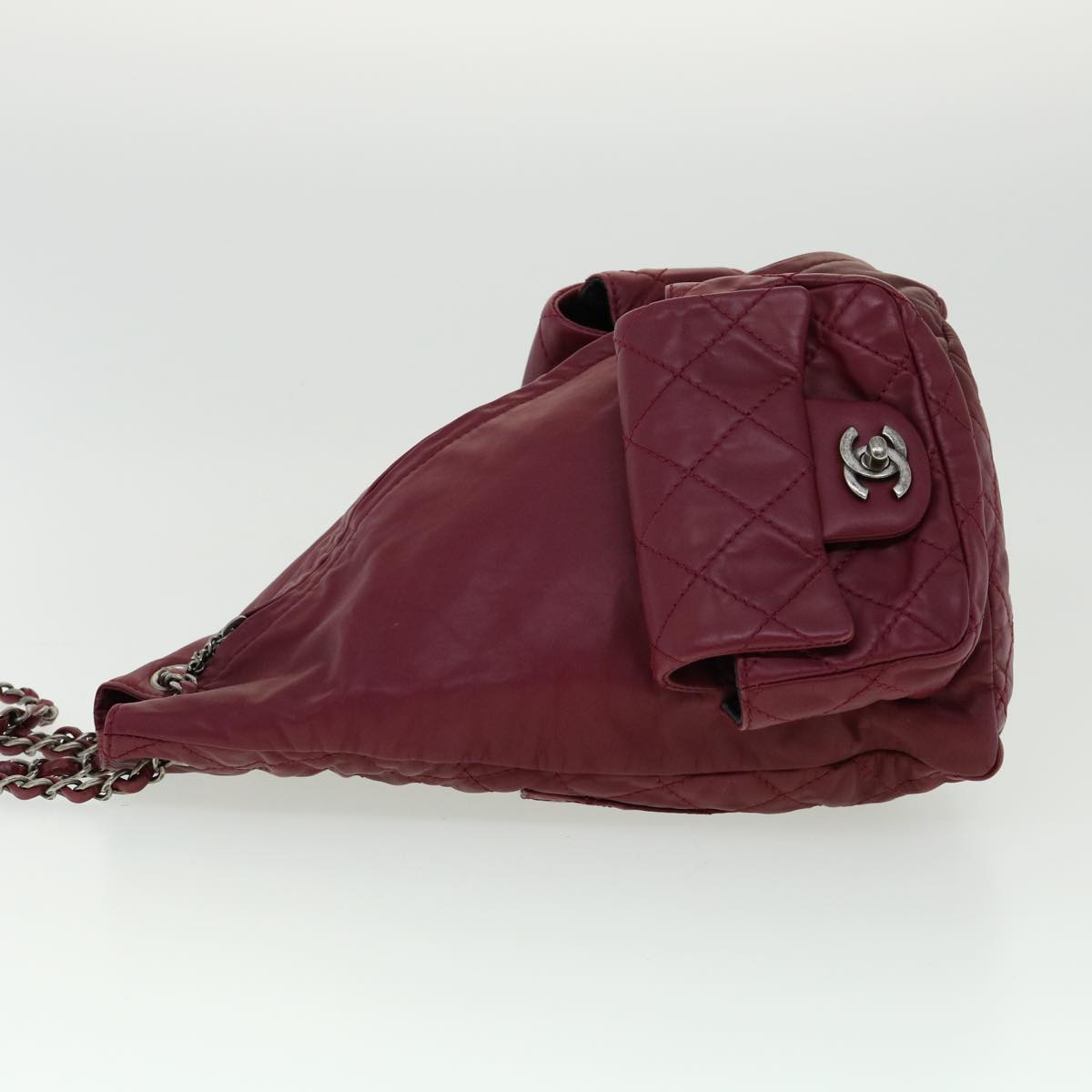 CHANEL Matelasse Chain Backpack Lamb Skin Bordeaux CC Auth 30736A