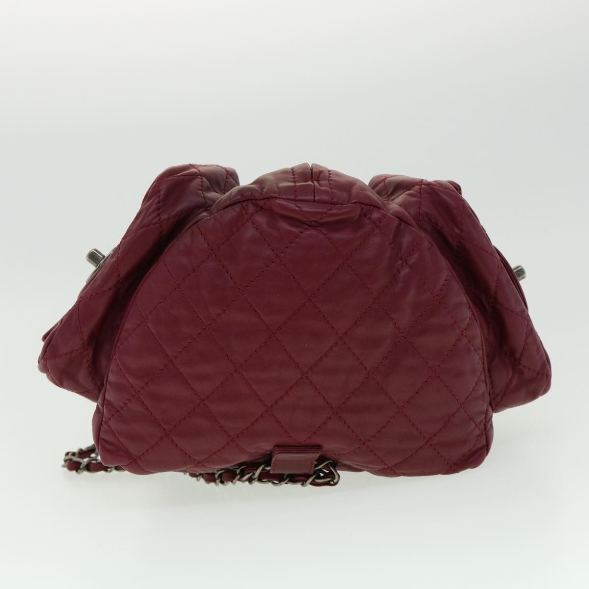 CHANEL Matelasse Chain Backpack Lamb Skin Bordeaux CC Auth 30736A