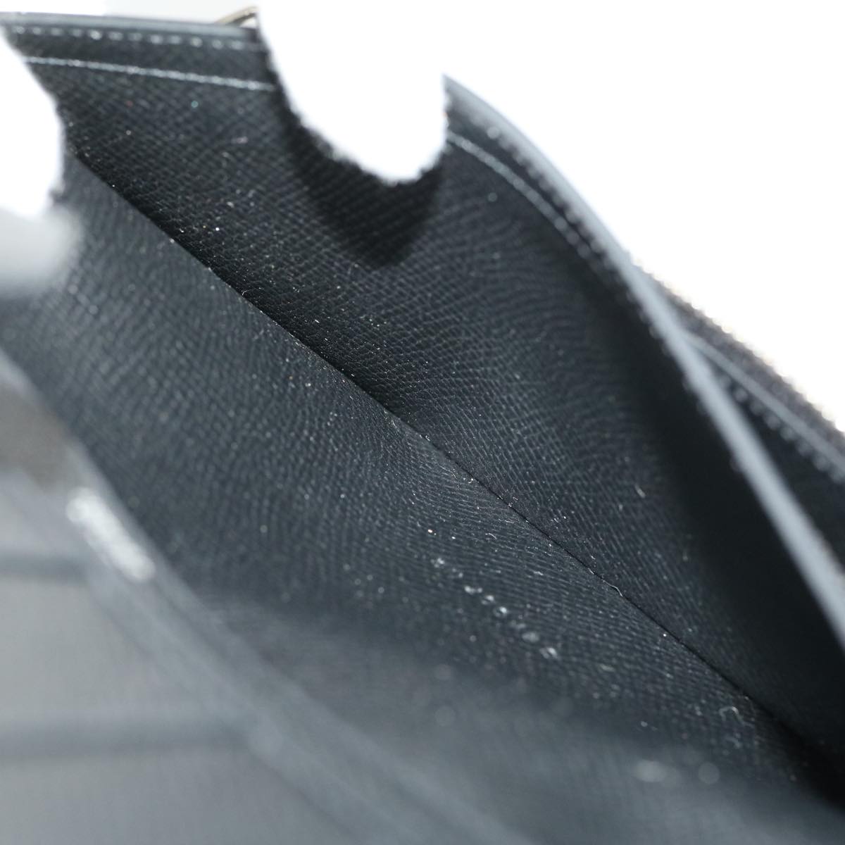 HERMES Bean souffl Long Wallet SilverMetal Black Auth 30947SM