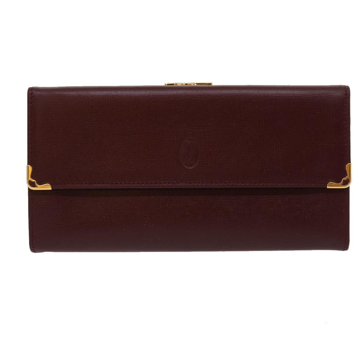 CARTIER Long Wallet Leather Red Auth 30964A