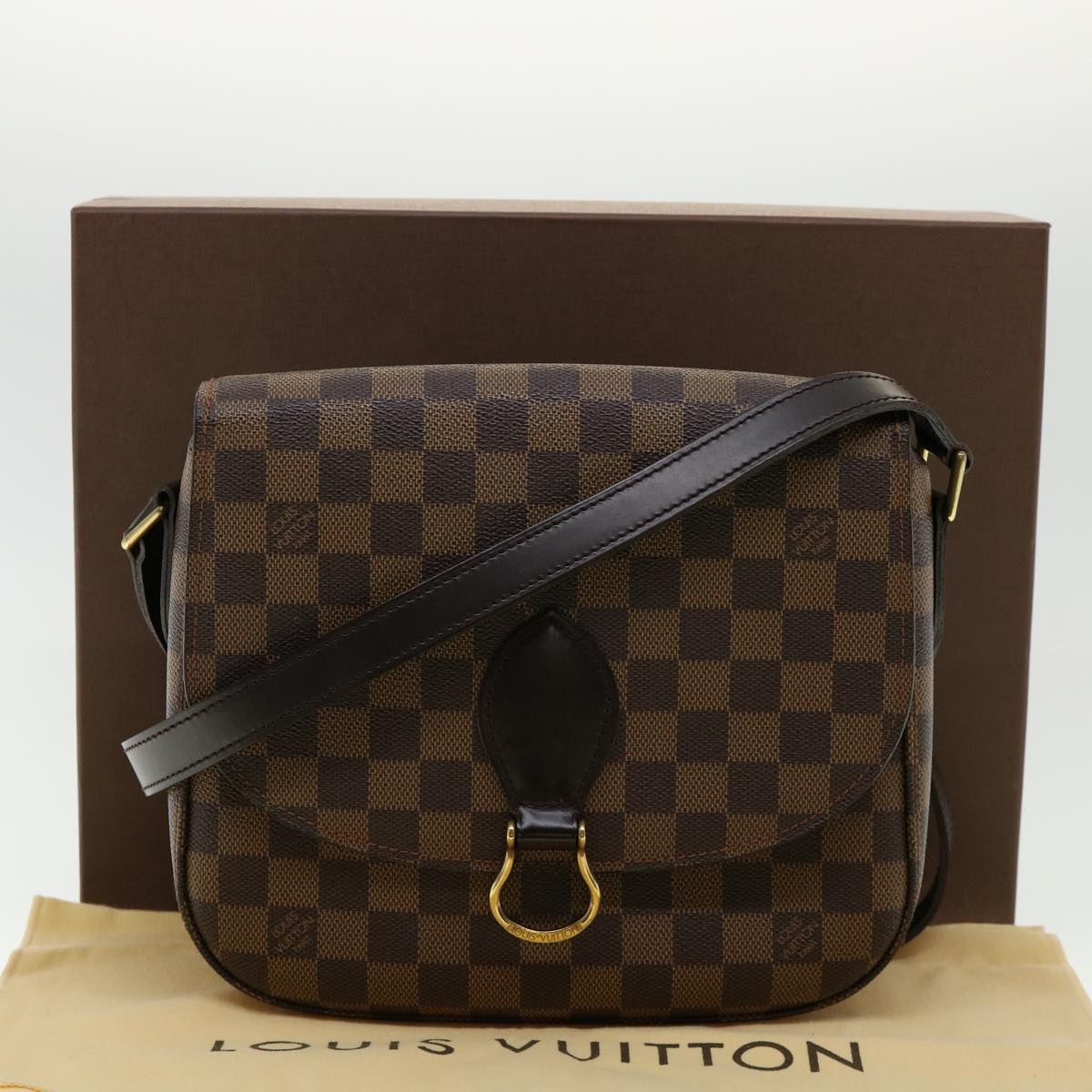 LOUIS VUITTON Damier Ebene Saint Cloud GM Shoulder Bag LV Auth 31123SAV