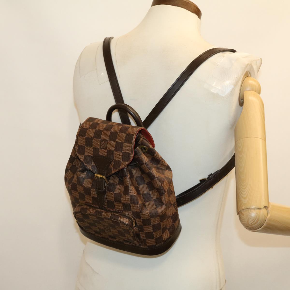 LOUIS VUITTON Damier Ebene Montsouris PM Backpack Auth 31178A