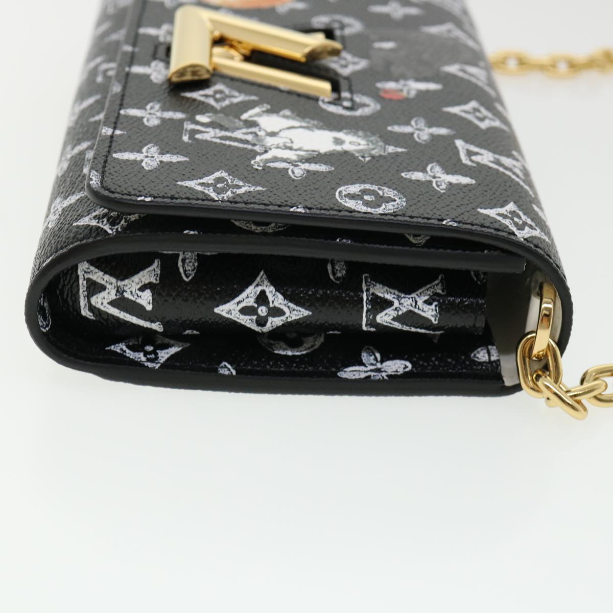 LOUIS VUITTON Monogram Cat Portefeuille Twist Chain Wallet M63888 Auth 31406A