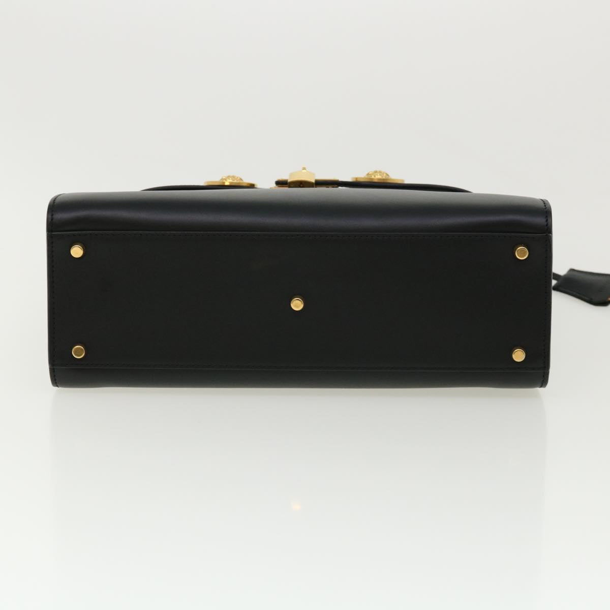 VERSACE Hand Bag Leather 2way Black DBFG311 Auth 31495A