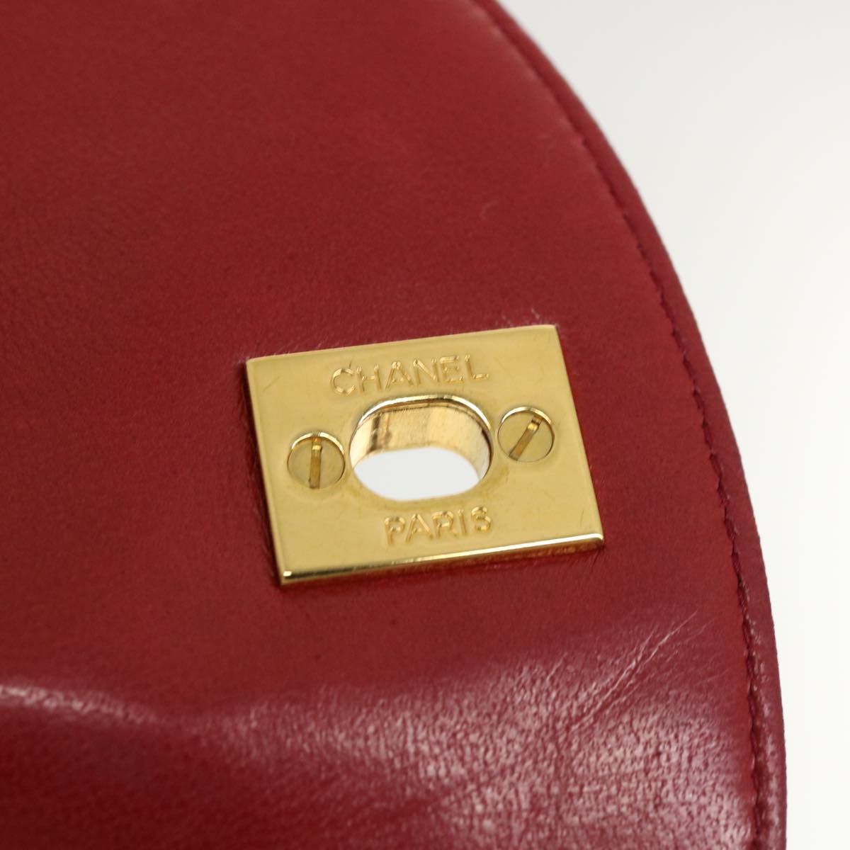 CHANEL Matelasse Chain Hand Bag Lamb Skin Red CC Auth 31892V