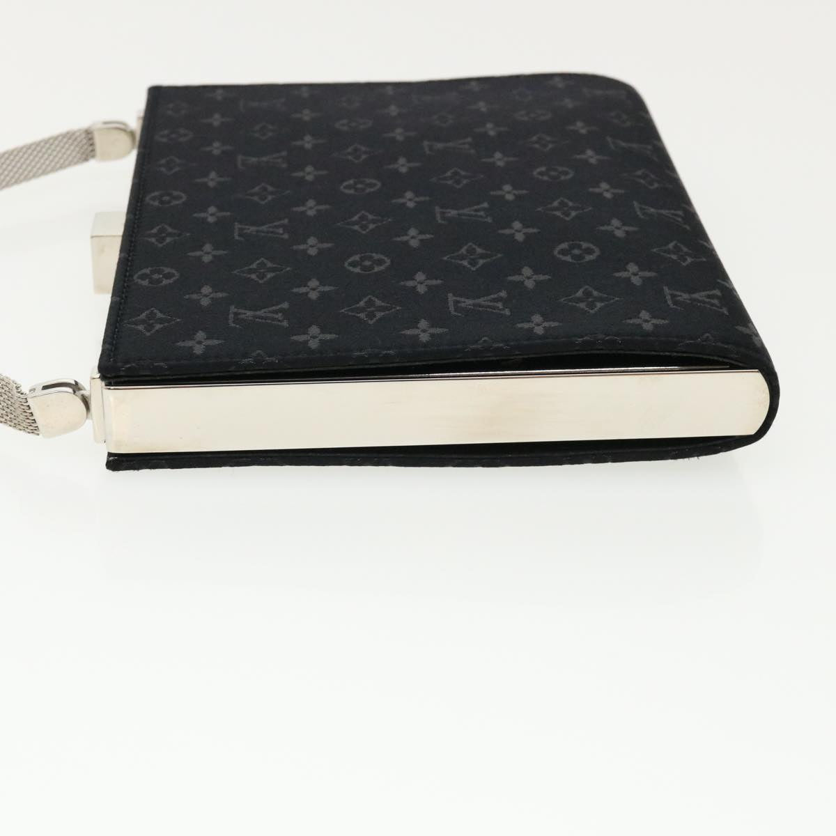 LOUIS VUITTON Monogram Satin Ange MM Hand Bag Black M92101 LV Auth 31990AV