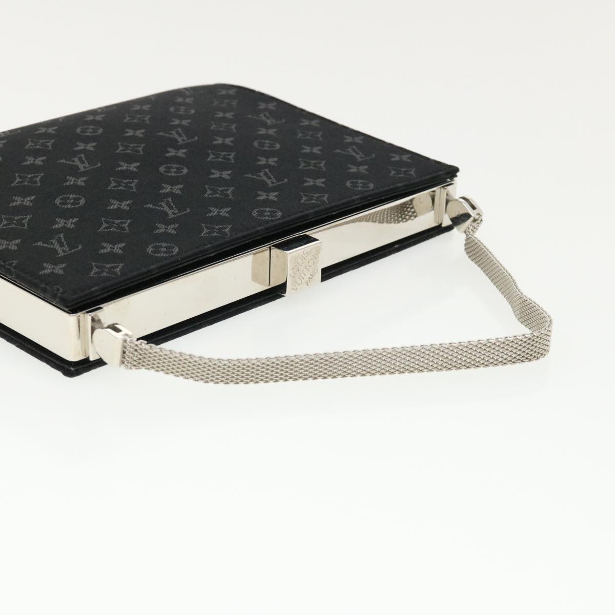 LOUIS VUITTON Monogram Satin Ange MM Hand Bag Black M92101 LV Auth 31990AV