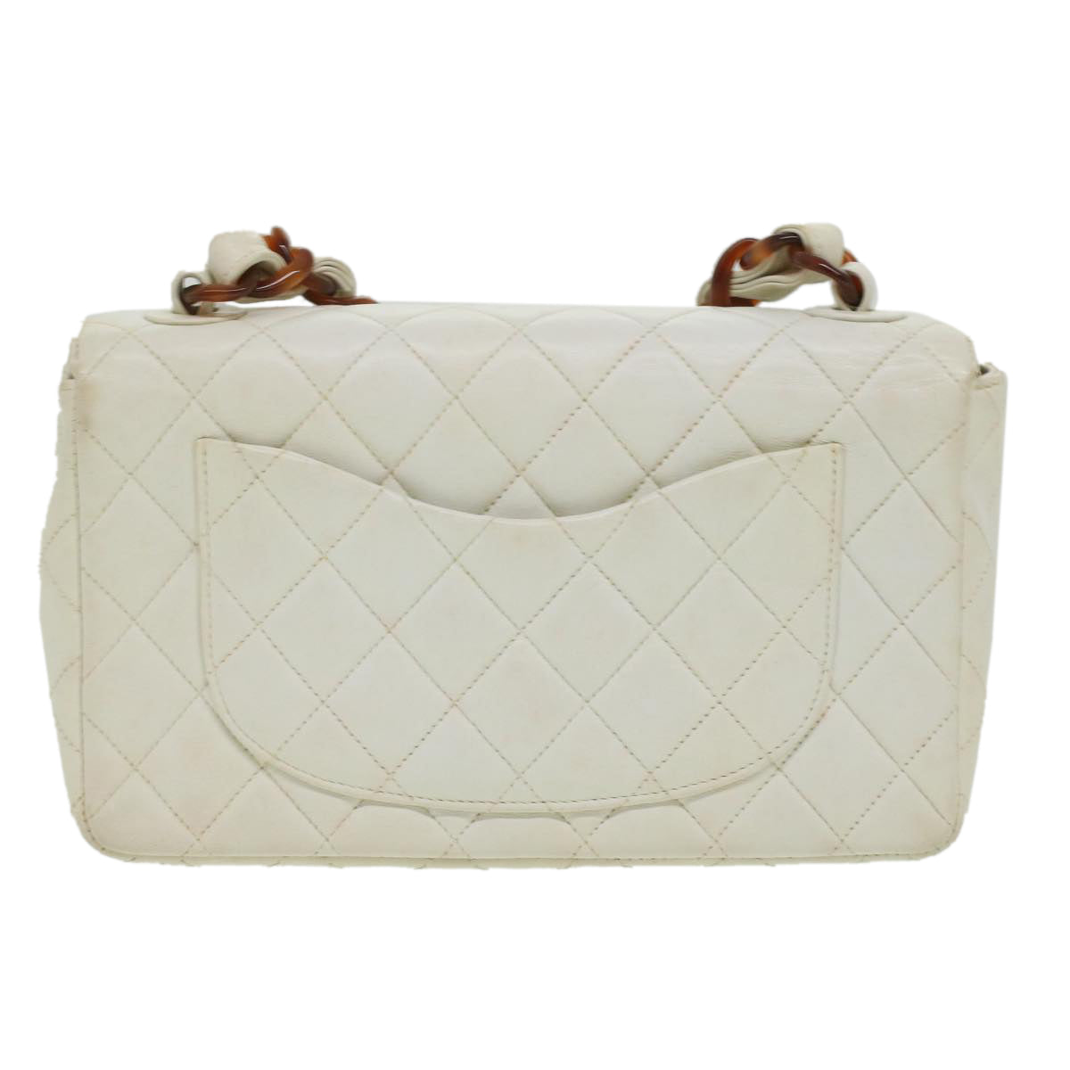 CHANEL Matelasse 23 Turn Lock Shoulder Bag Lamb Skin Brown White CC Auth 32160SAV