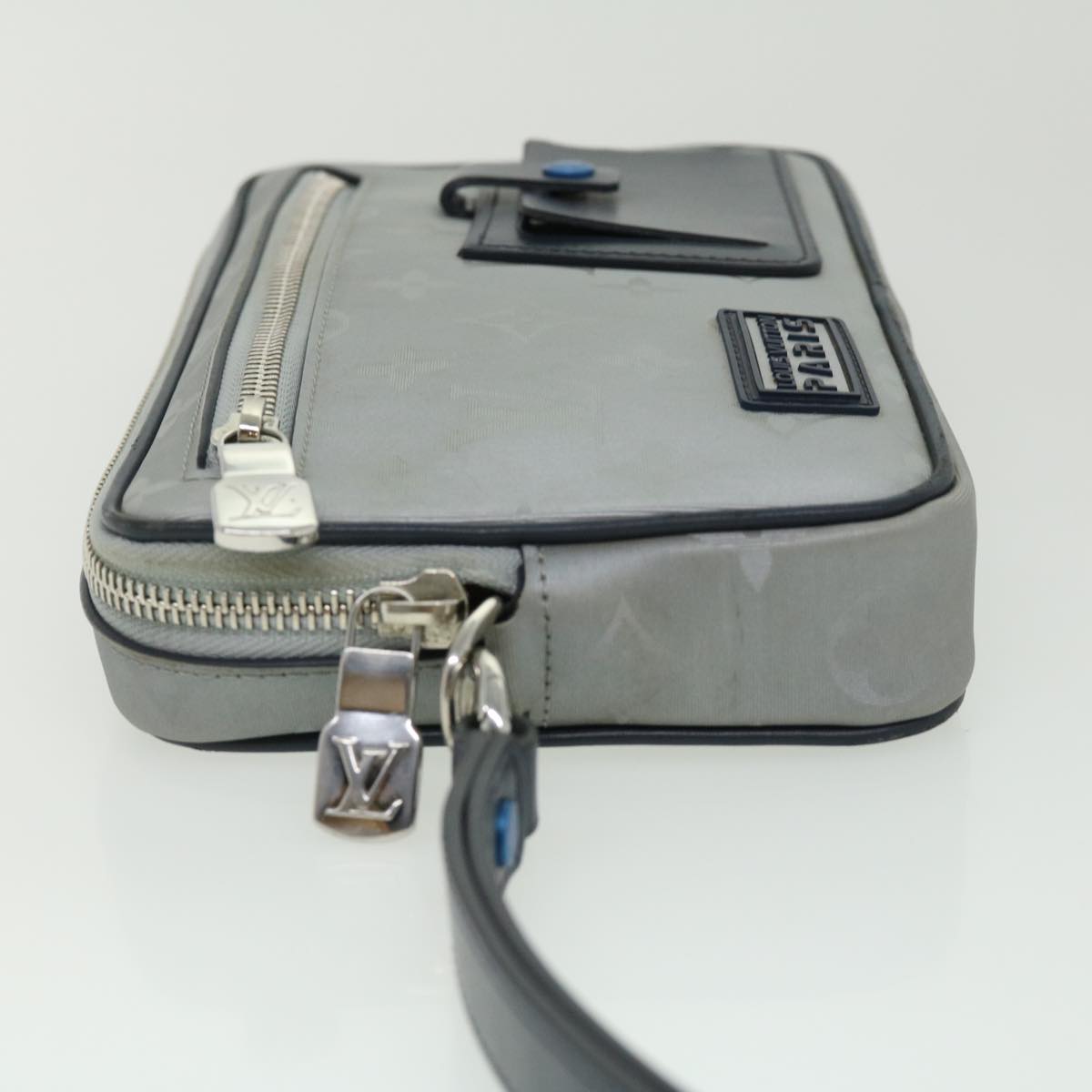 LOUIS VUITTON Monogram satellite alpha Clutch Bag Silver M44171 LV Auth 32344V