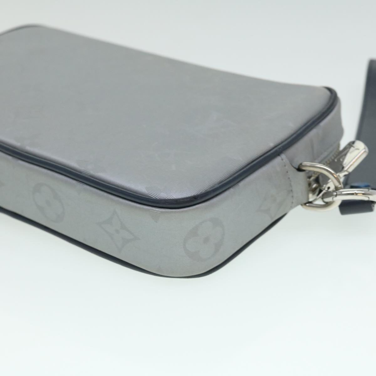 LOUIS VUITTON Monogram satellite Clutch Bag Silver M44171 LV Auth 32349SAV