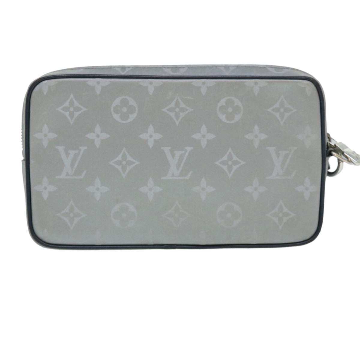 LOUIS VUITTON Monogram satellite Clutch Bag Silver M44171 LV Auth 32349SAV