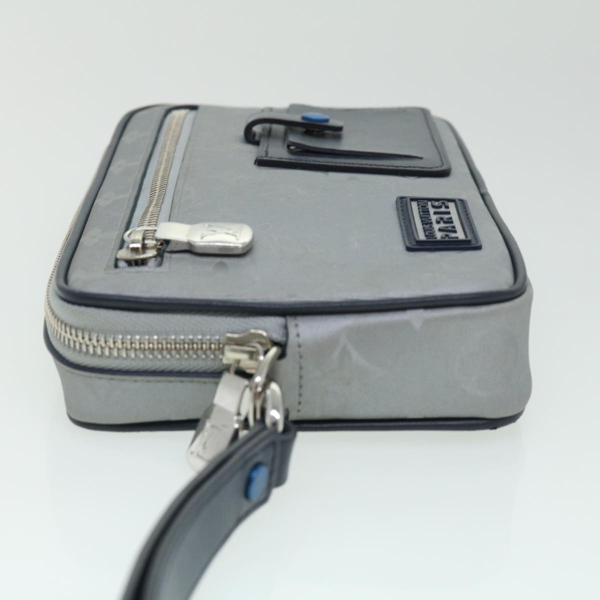 LOUIS VUITTON Monogram satellite Clutch Bag Silver M44171 LV Auth 32349SAV