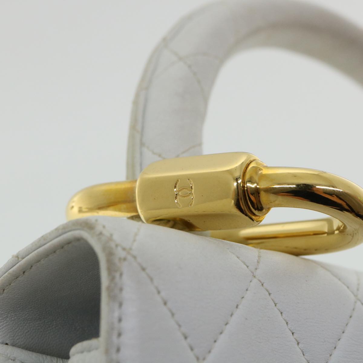 CHANEL Matelasse Pair Shoulder Bag Lamb Skin White CC Auth 32416SAM