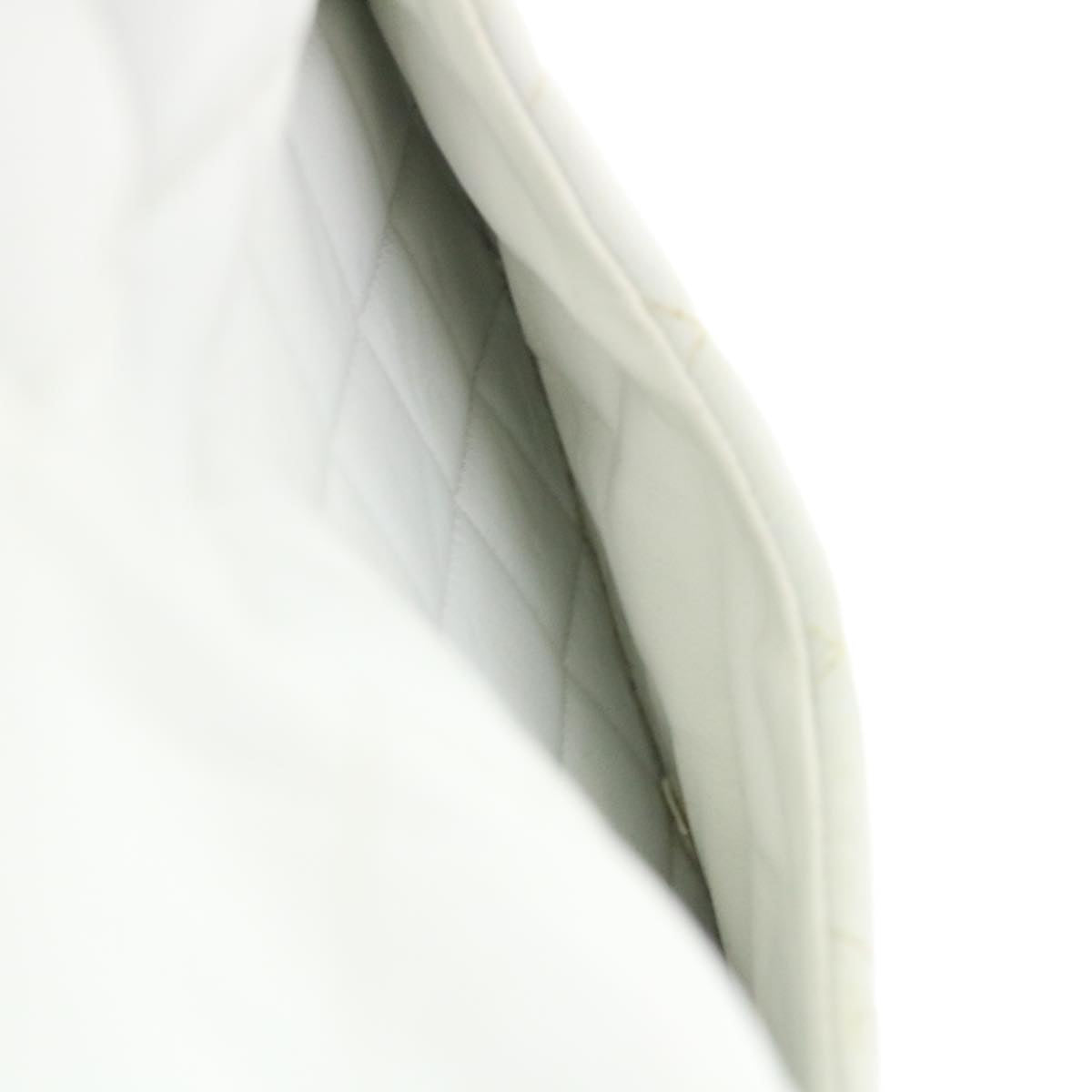CHANEL Matelasse Pair Shoulder Bag Lamb Skin White CC Auth 32416SAM