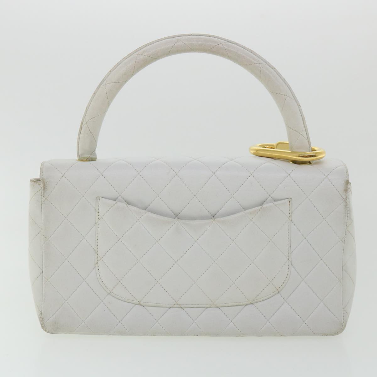 CHANEL Matelasse Pair Shoulder Bag Lamb Skin White CC Auth 32416SAM