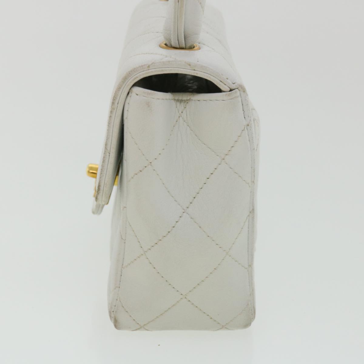 CHANEL Matelasse Pair Shoulder Bag Lamb Skin White CC Auth 32416SAM