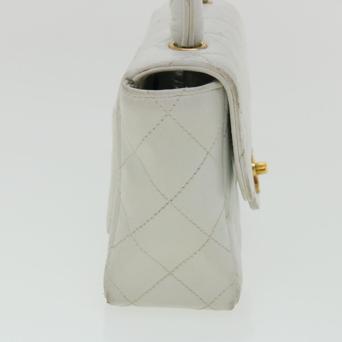 CHANEL Matelasse Pair Shoulder Bag Lamb Skin White CC Auth 32416SAM