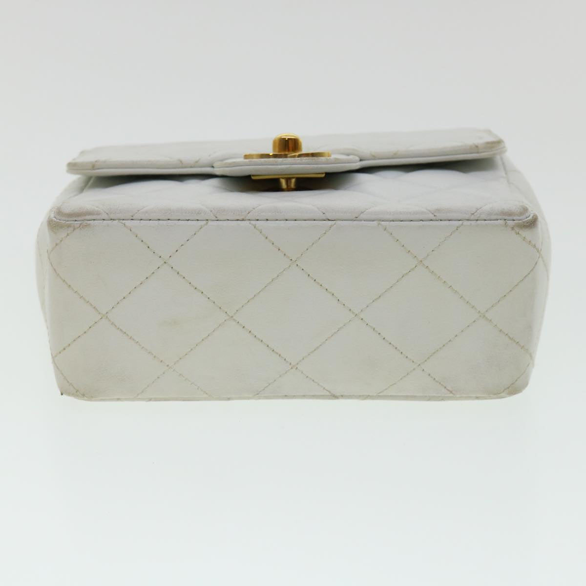 CHANEL Matelasse Pair Shoulder Bag Lamb Skin White CC Auth 32416SAM