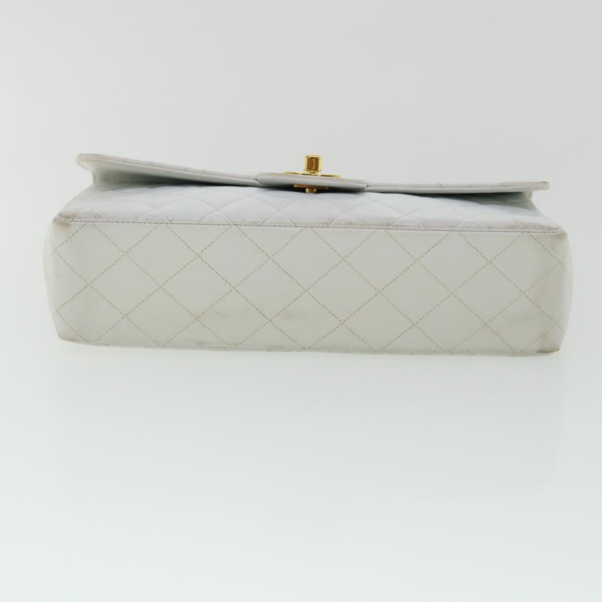 CHANEL Matelasse Pair Shoulder Bag Lamb Skin White CC Auth 32416SAM
